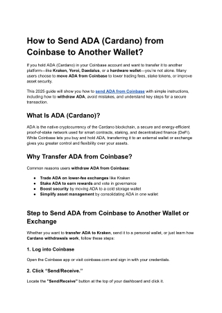 How to Send ADA (Cardano) from Coinbase to Another