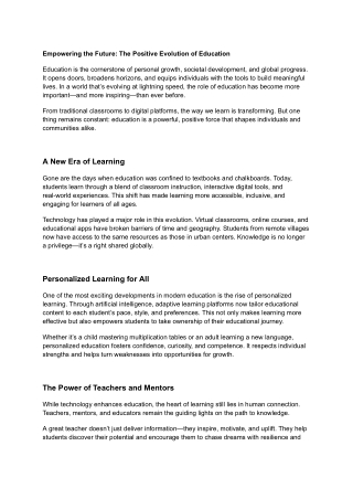 Empowering the Future_ The Positive Evolution of Education