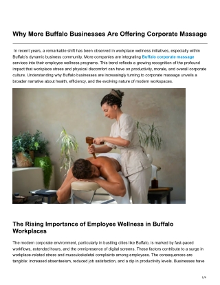 Why More Buffalo Businesses Are Offering Corporate Massage