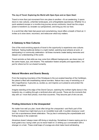 The Joy of Travel_ Exploring the World with Open Eyes and an Open Heart