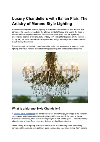 How to Style Contemporary Spaces with Murano Style Chandeliers