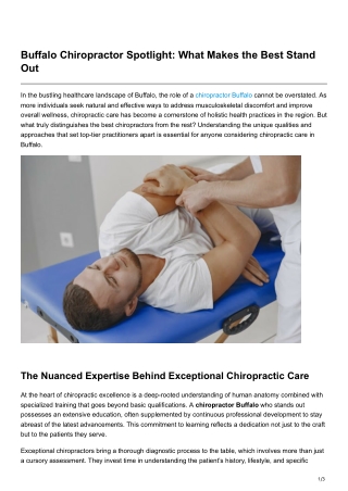 Buffalo Chiropractor Spotlight What Makes the Best Stand Out