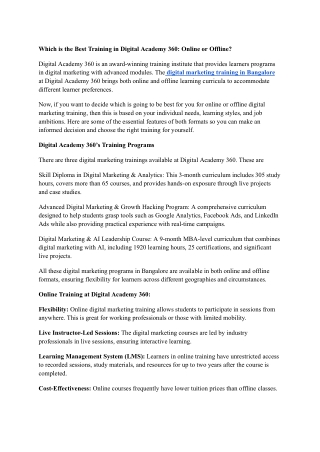 Which is the Best Training in Digital Academy 360_ Online or Offline