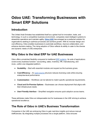 Odoo UAE: Transforming Businesses with Smart ERP Solutions