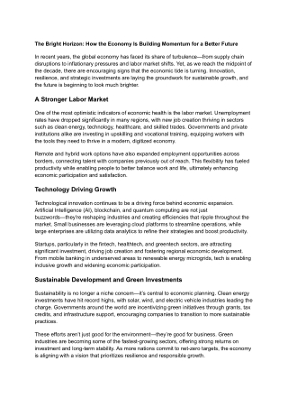 The Bright Horizon_ How the Economy Is Building Momentum for a Better Future