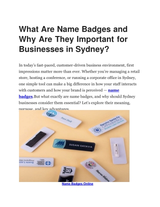 What Are Name Badges and Why Are They Important for Businesses in Sydney