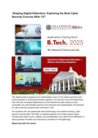 Exploring the Best Cyber Security Courses After 12th