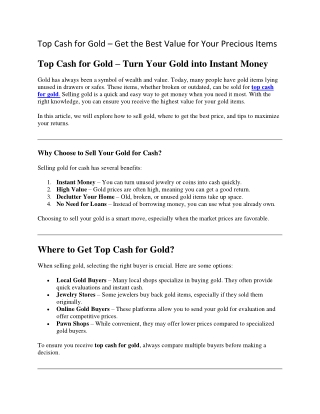 gold 5Top Cash for Gold – Get the Best Value for Your Precious Items