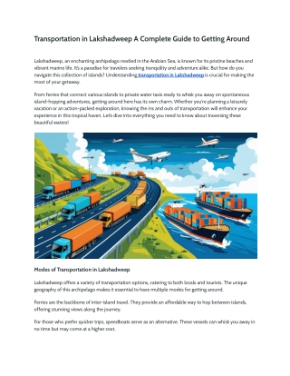 Transportation in Lakshadweep A Complete Guide to Getting Around