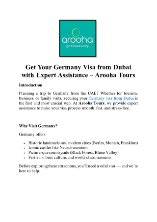 Get Your Germany Visa from Dubai with Expert Assistance
