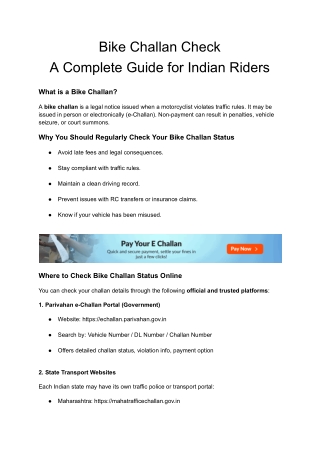 Check and Pay Bike Challan Online