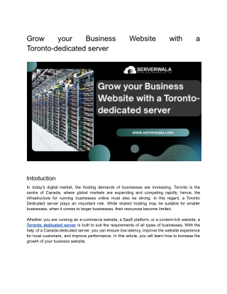 Grow your Business Website with a Toronto-dedicated server
