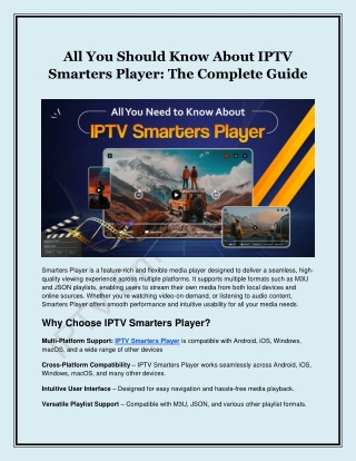 All You Should Know About IPTV Smarters Player_ The Complete Guide