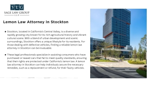 Lemon Law Attorney In Stockton - Sage Law Group LLP