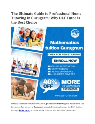 Professional Home tutoring in Gurugram | Personalized learning solutions