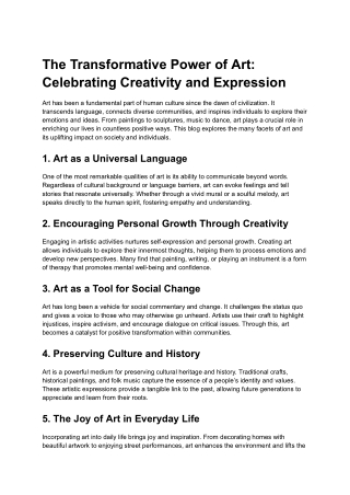 The Transformative Power of Art_ Celebrating Creativity and Expression