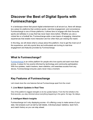 Experience Live Sports Smarter with Funinexchange