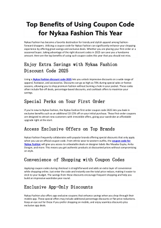 Top Benefits of Using Coupon Code for Nykaa Fashion This Year