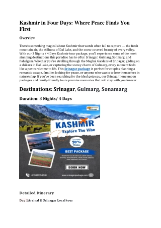 Kashmir in Four Days: Where Peace Finds You First