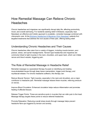 How Remedial Massage Can Relieve Chronic Headaches