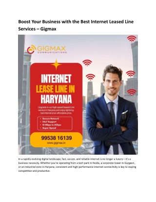 Boost Your Business with the Best Internet Leased Line Services