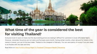 What time of the year is considered the best for visiting Thailand.