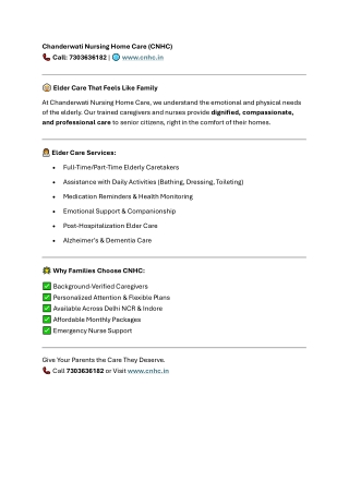 Chanderwati Nursing Home Care (CNHC)