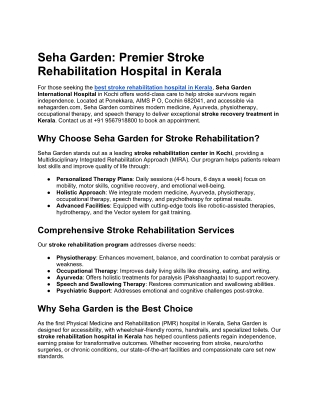 Seha Garden_ Premier Stroke Rehabilitation Hospital in Kerala