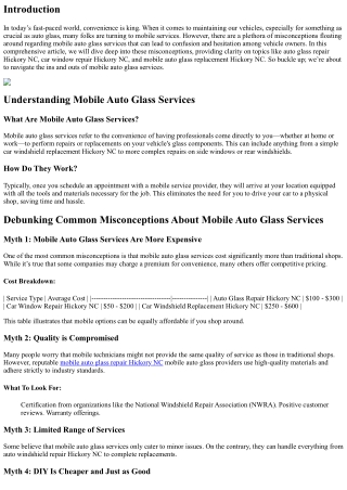 Debunking Common Misconceptions About Mobile Auto Glass Services