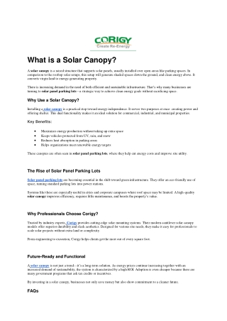 What is a Solar Canopy?