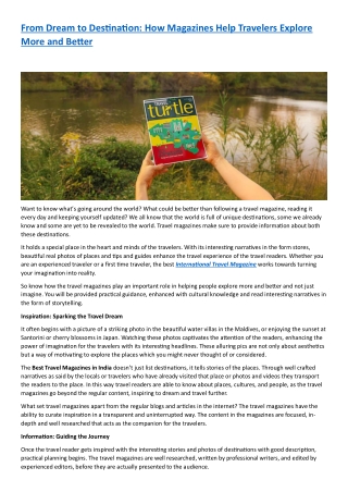 From Dream to Destination How Magazines Help Travelers