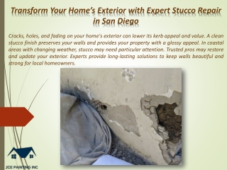 Transform Your Home’s Exterior with Expert Stucco Repair in San Diego