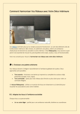 Comment Harmoniser Vos Rideaux avec Votre Déco Intérieure