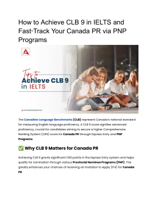 How to Achieve CLB 9 in IELTS and Fast‑Track Your Canada PR via PNP Programs
