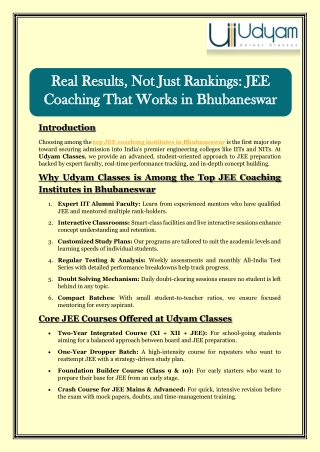 Real Results, Not Just Rankings - JEE Coaching That Works in Bhubaneswar