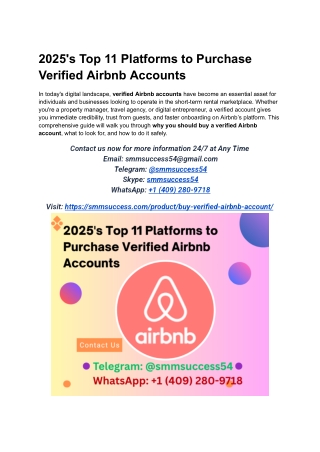 2025's Top 11 Platforms to Purchase Verified Airbnb Accounts