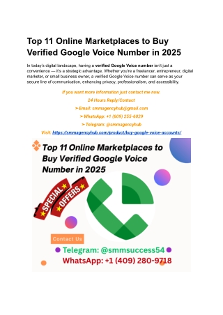 Top 11 Online Marketplaces to Buy Verified Google Voice Number in 2025