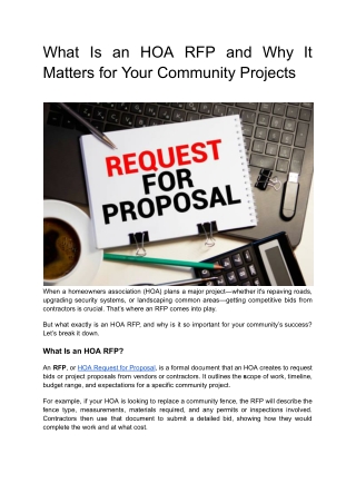 What Is an HOA RFP and Why It Matters for Your Community Projects
