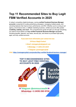Top 11 Recommended Sites to Buy Legit FBM Verified Accounts in 2025