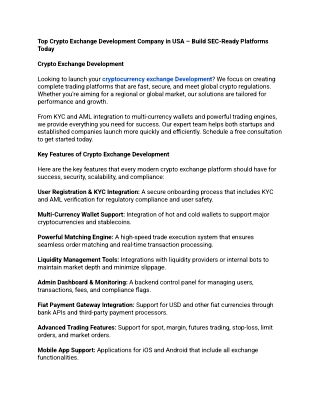 Top Crypto Exchange Development Company in USA – Build SEC-Ready Platforms Today