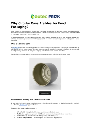 Why Circular Cans Are Best for Food Packaging