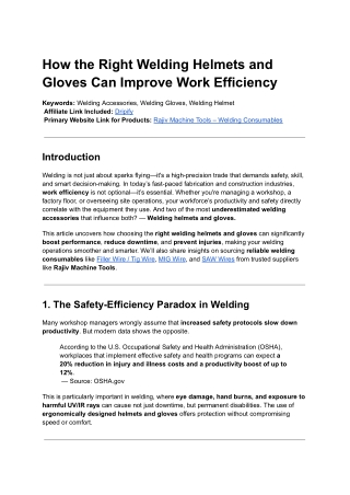 How the Right Welding Helmets and Gloves Can Improve Work Efficiency