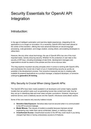 Security Essentials for OpenAI API Integration