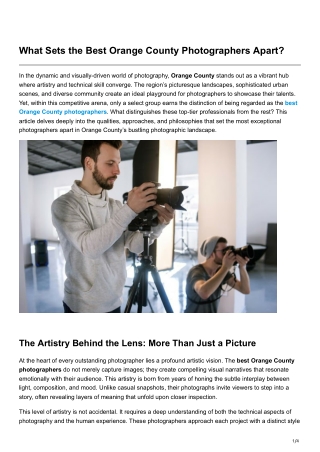 What Sets the Best Orange County Photographers Apart