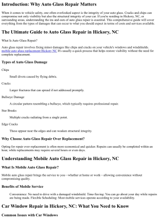 The Ultimate Guide to Auto Glass Repair in Hickory, NC