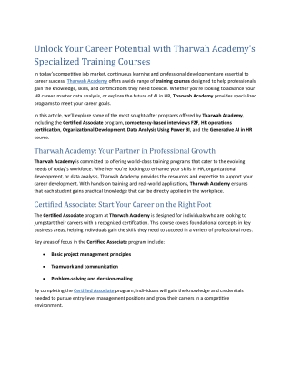 Tharwah high institute for training