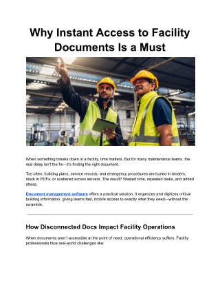 Why Instant Access to Facility Documents Is a Must