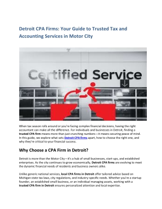 Detroit CPA Firms: Your Guide to Trusted Tax and Accounting Services in Motor Ci