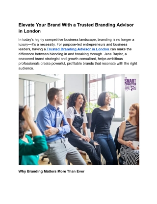 Elevate Your Brand With a Trusted Branding Advisor in London