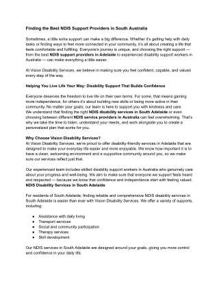 Finding the Best NDIS Support Providers in South Australia